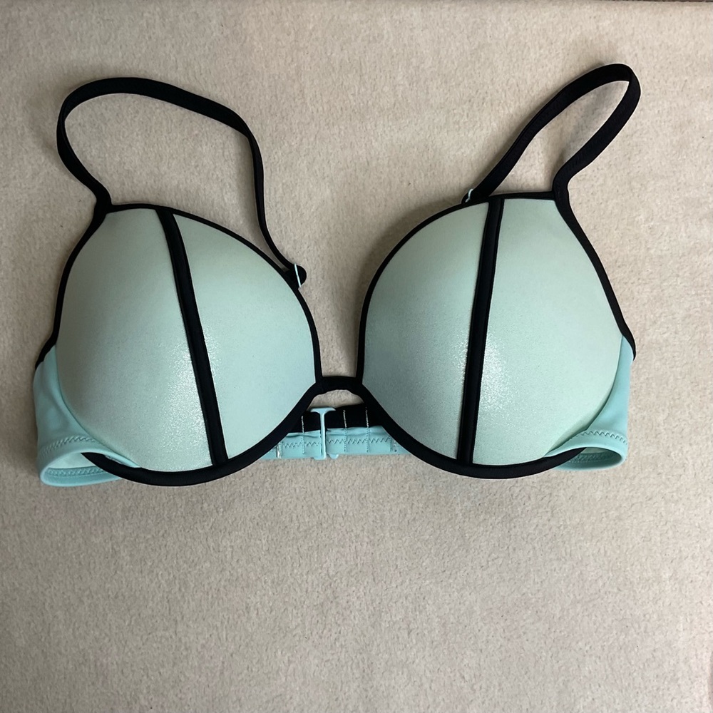 Victoria's Secret Swim The Fabulous‎ Blue Teal Bikini Top Underwire Support 34DD